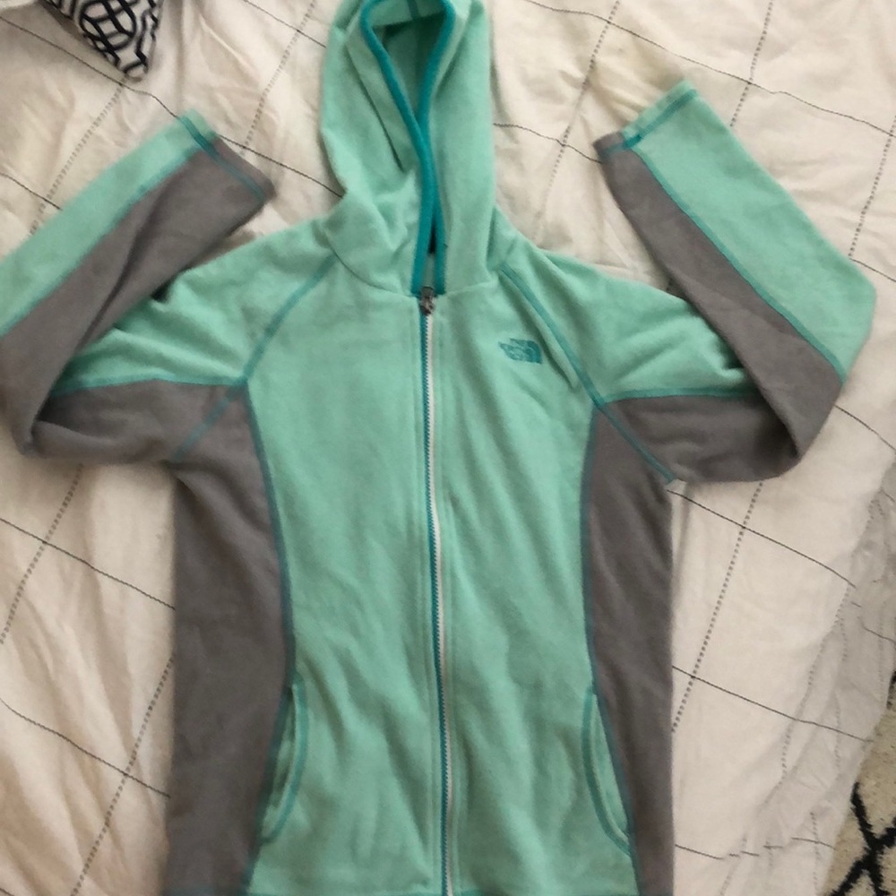 A zip up hooded sweatshirt